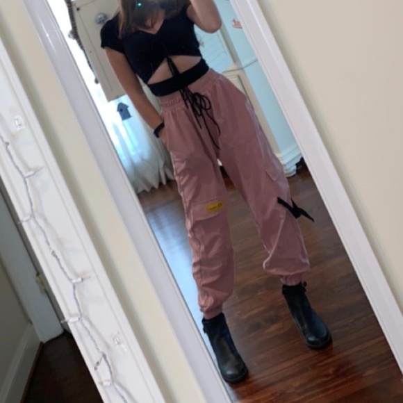 Light Pink Fashion Cargo Baggy Jogger Pants - Picture 1 of 6
